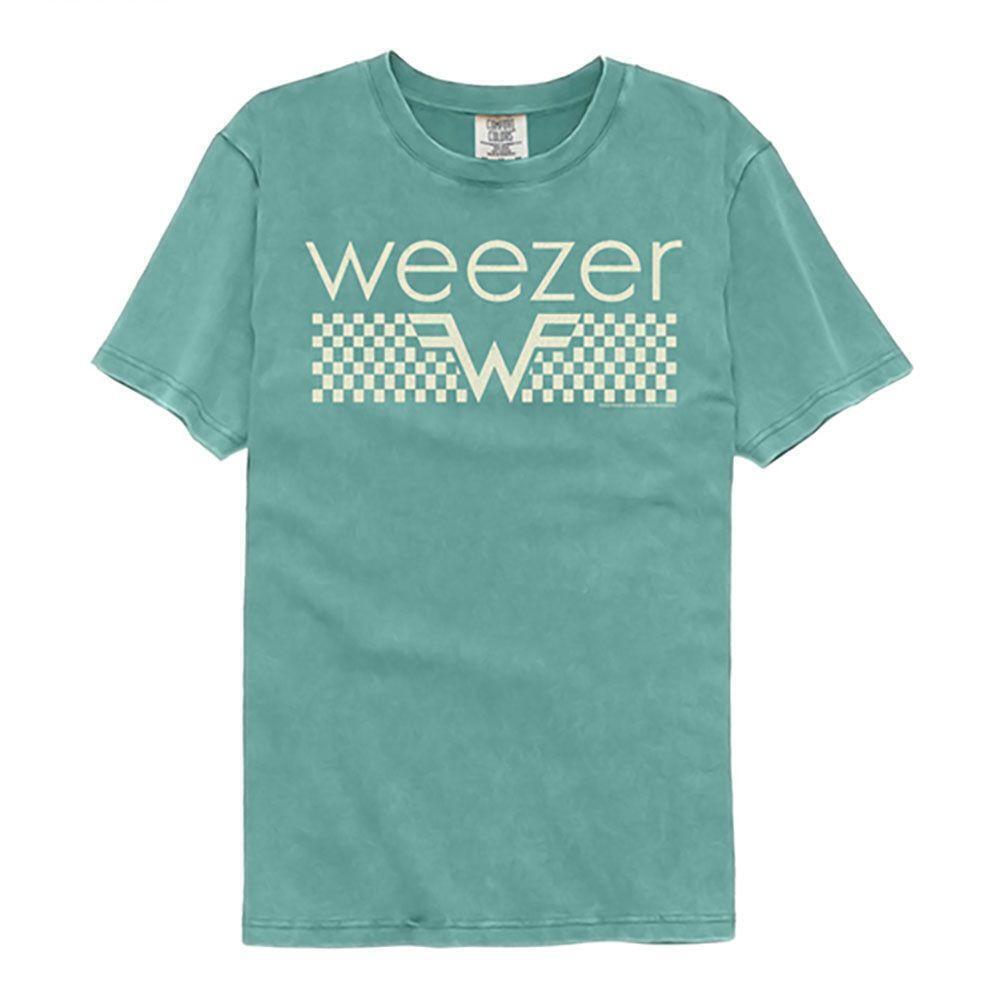 Weezer Off White Checkers Seafoam T Shirt
